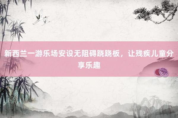 新西兰一游乐场安设无阻碍跷跷板，让残疾儿童分享乐趣